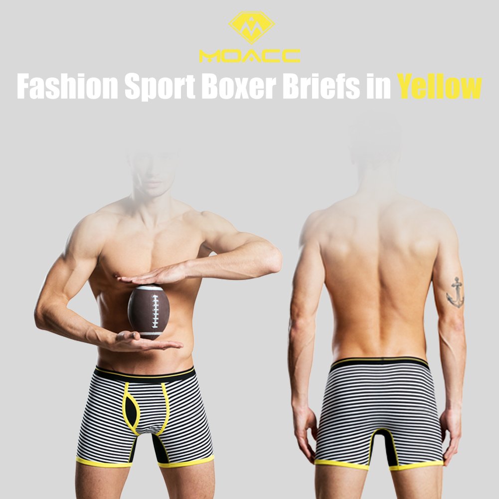 Men\'s Boxer Briefs Pack of 4 No Ride Up Boxer Brief Cotton Underwear Open Fly-S,Stripe T4