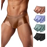 Hgn Men's Ice Silk Boxer Briefs - Cool, Sweat-Resistant Underwear, Breathable Mesh,Flexible Waistband, 4-Pack Comfort Briefs