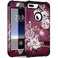 Hocase for iPhone 8 Plus Case, iPhone 7 Plus Case, Heavy Duty Shockproof Protection Hard Plastic+Silicone Rubber Hybrid Protective Case for iPhone 8 Plus/iPhone 7 Plus - Royal Purple Flowers