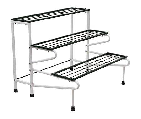 BTH Company 3Step Flower Pot Holder/ 3 Step Plant Pot Stand, Garden Bench,Iron Bench for Roof and Outdoor [L 34