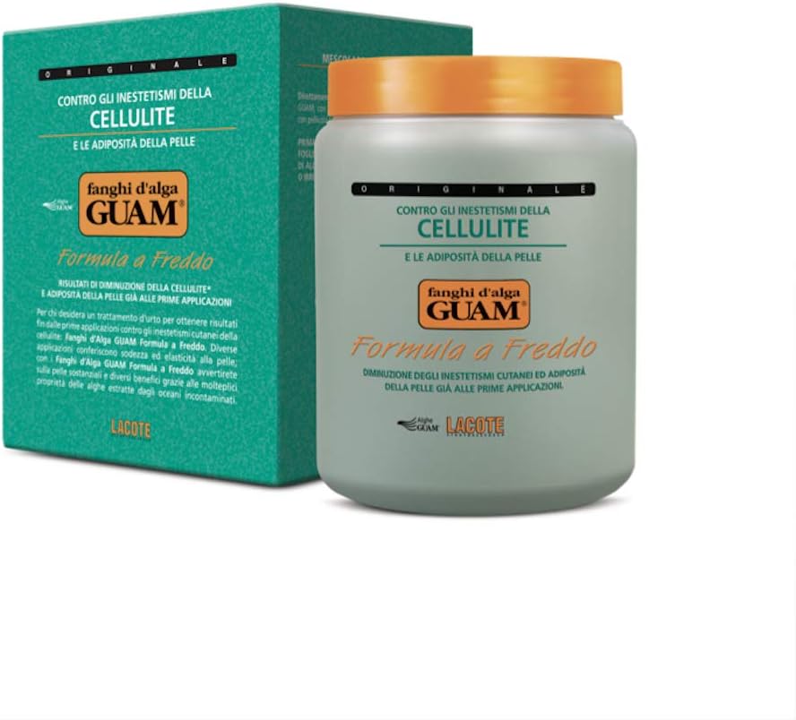 GUAM Seaweed Mud Anti Cellulite Treatment for Legs and Thighs, 1 kg Menthol Algae Cellulite Remover, Skin Firming Clay