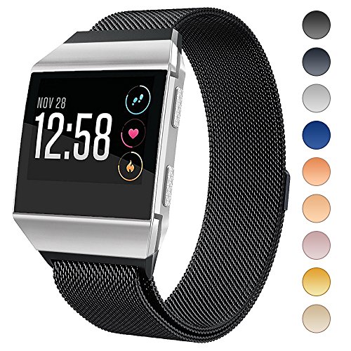 Fitbit Ionic Smart Strap Product Men's & Women's Complete Magnetic Closure Retainer Ring Milan Stainless Steel Metal Ion Sport Belt Fitbit Ion Smartwatch Accessory Black - Thumbnail 2