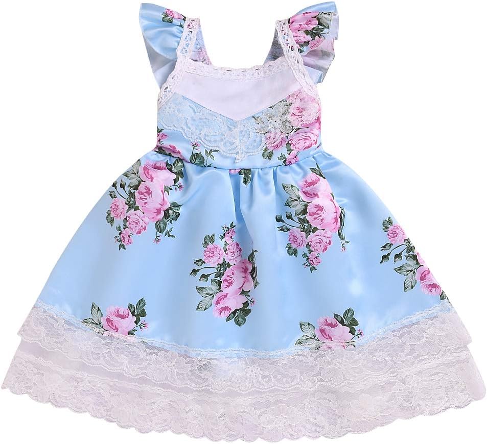 Baby Girl Dress, Toddler Infant Girls Floral Dress Party Birthday Wedding Lace Ruffle Tulle Formal Dresses Sundress