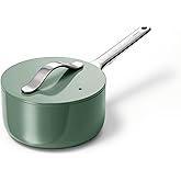 Caraway Nonstick Ceramic Sauce Pan with Lid (1.75 qt) - Non Toxic, PTFE & PFOA Free - Oven Safe & Compatible with All Stovetops (Gas, Electric & Induction) - Sage