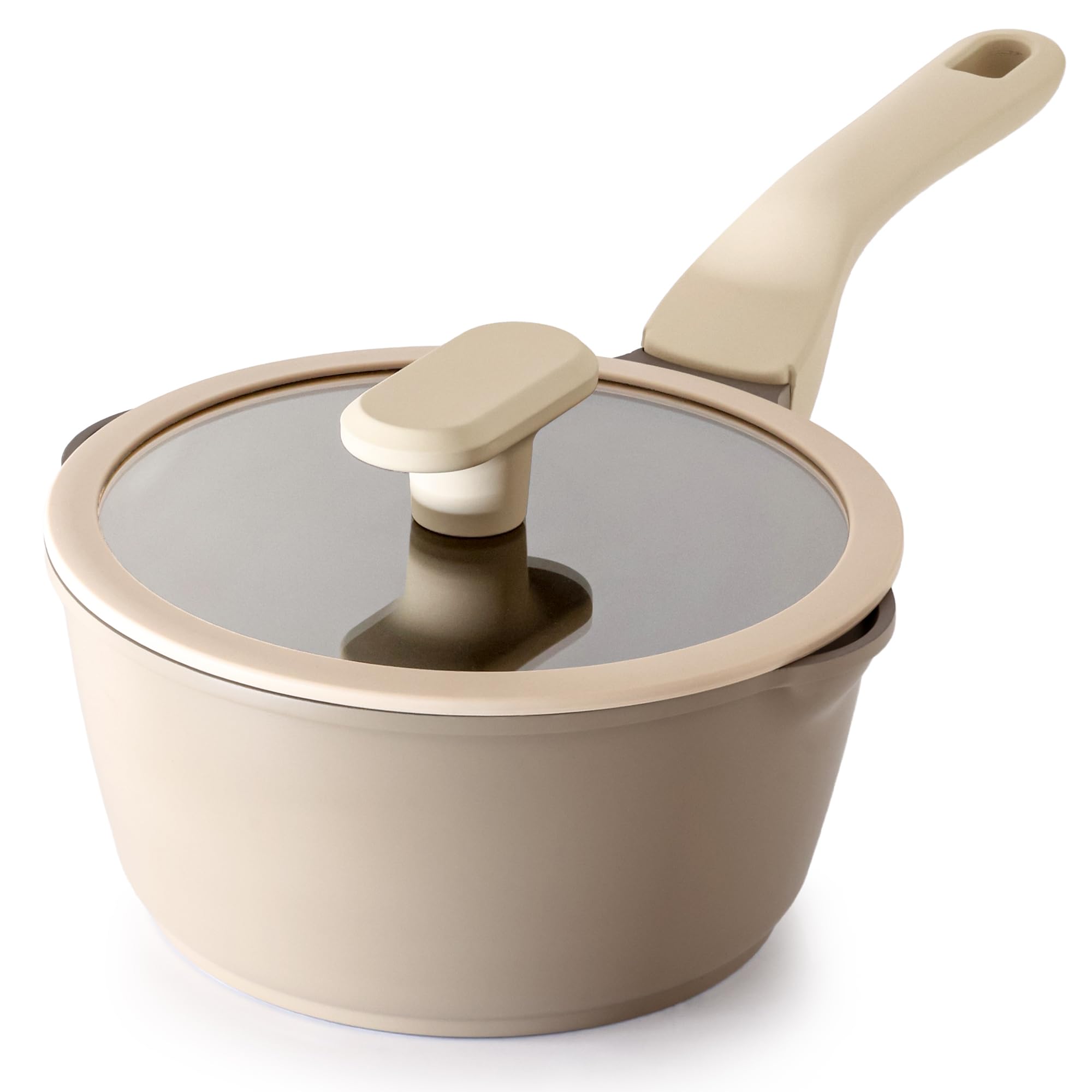 Photo 1 of PRICUSIS Nonstick Saucepan with Lid, 2 Quart Sauce Pan, Healthy Sauce Pot with Pour Spouts for Multipurpose Use, PTFE, PFOA Free, Induction Compatible, Apricot