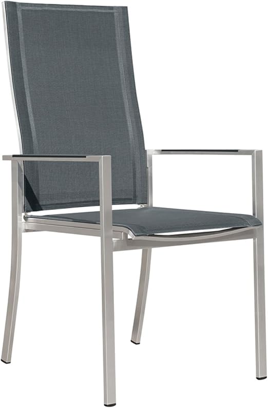 Outliv Denver Stapelsessel Verstellbar Edelstahl Textilene Silber Schwarz Stuhl Garten Amazon De Garten