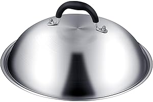 DEEDRO Griddle Accessories for Blackstone, Commercial Grade 12 Inch Heavy Duty Round Basting Cover, Stainless Steel Cheese Melting Dome and Steaming Cover, Best for Use in Flat Top Grill Cooking