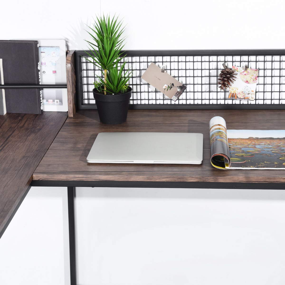 Oficina PC Escritorio de computadora en Forma de L Estilo Retro para