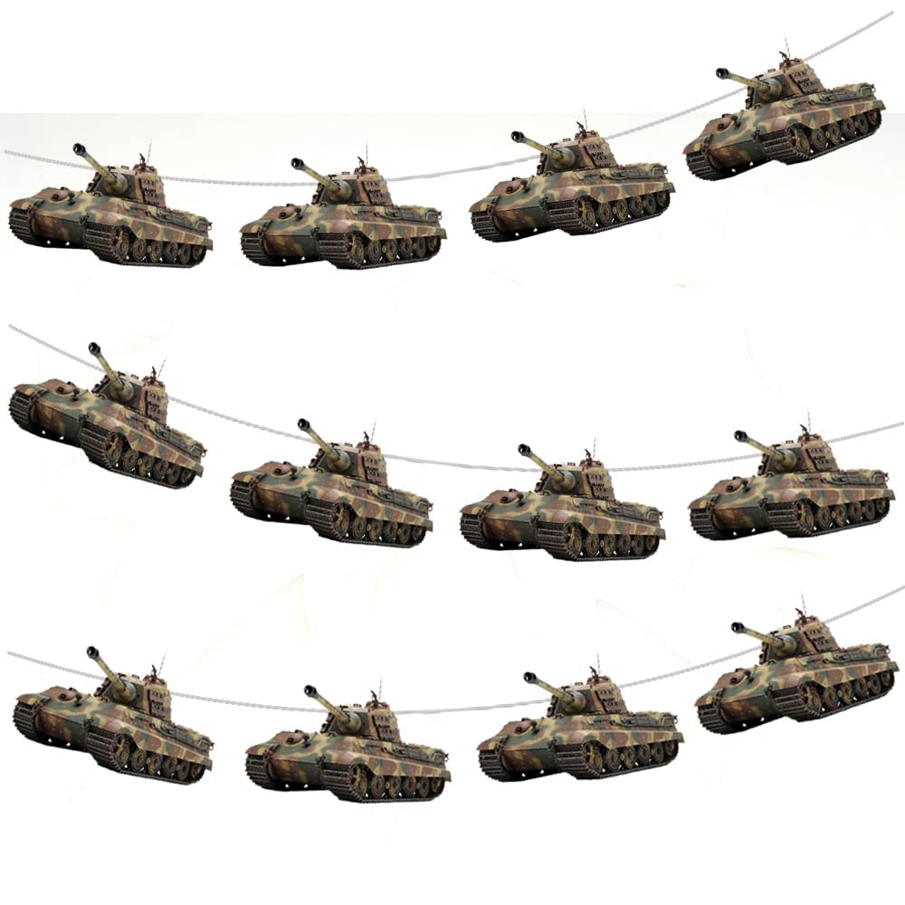 AK Giftshop Army Tank Bunting Party Decorations - 12pcs / 2.5m Ribbon