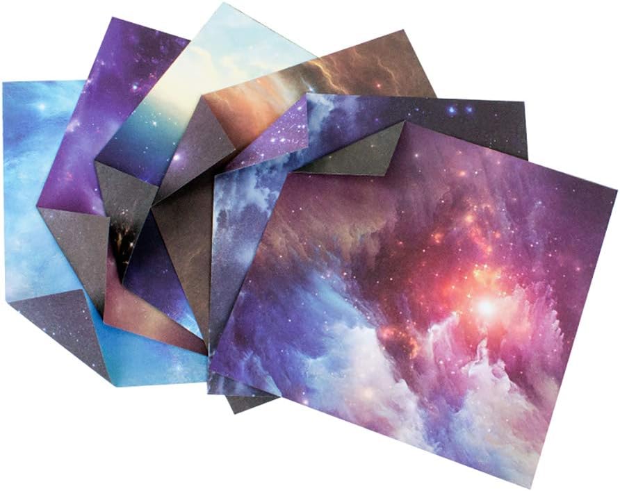 Haifly 100 Sheets Double Sided Night Sky Origami Paper Handcrafts Paper Patterned Paper for Arts