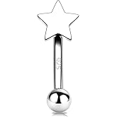 Melighting 16G Star Rook Earring Sterling Silver 925 6/8 mm Eyebrow Ring Cartilage Earring Helix Rook Piercing Jewelry for Women
