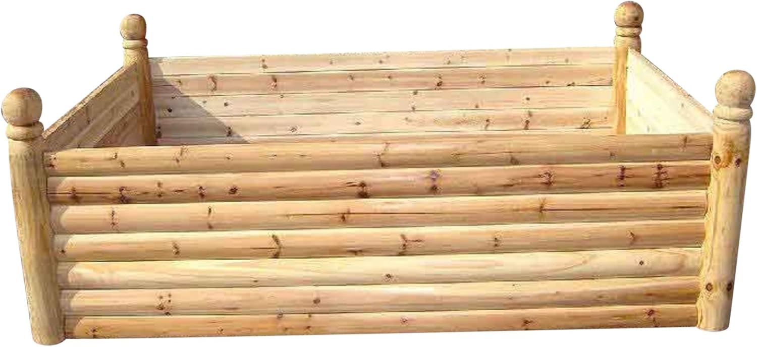 MGP Cedar Log Wood Raised Bed, 6 Posts, 4'W x 12'L x 2'H