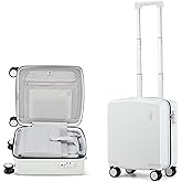 Hanke 16 Inch Underseat Carry On Luggage, Airline-Approved Hard Shell Small Suitcase with Spinner Wheels, Lightweight Tsa Lock Travel Luggage for Short Trips(Smoke White)