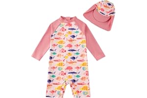 upandfast Baby/Toddler Girls Sunsuit Swimsuit with Snap Bottom UPF 50+ Infant One Piece Rashguard Swimwear