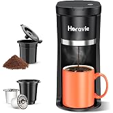 Small Single Serve Coffee Maker, One Cup Coffee Machine for K-Cup &amp; Grounds | Portable Pod Coffee Maker, Fast Brew, 6 to 12 oz. Brew Sizes, One Button Design, Easy for Elder to Use, Space Saving, Black
