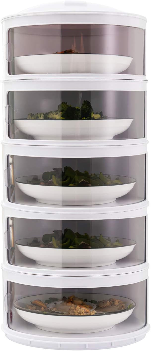 Yuehuam Stackable Food Cover Transparent Stackable Food Container Protector Detachable Washable Leftover Utensils