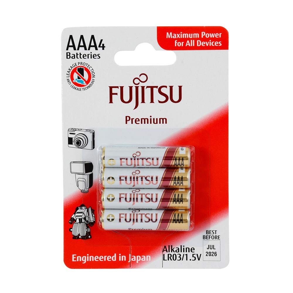 Fujitsu Alkaline Premium batteries LR03 / AAA, pack of 4, blister.