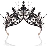 Kilshye Baroque Black Crown Rhinestone Queen Crowns Wedding Bridal Tiaras Prom Hair Accessories for Women and Girls