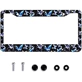 Blue Butterfly License Plate Frame - Starry Sky Butterfly Beautiful License Plate Covers Aluminum Metal Cute Auto Car Tag Holder with 2 Holes Equipped with Screws for Men Women