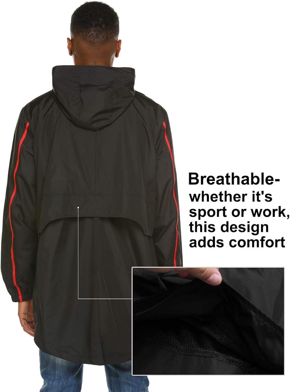 Avoogue Mens Breathable Rain Jacket Waterproof with Hood Windbreaker All Weather: Clothing