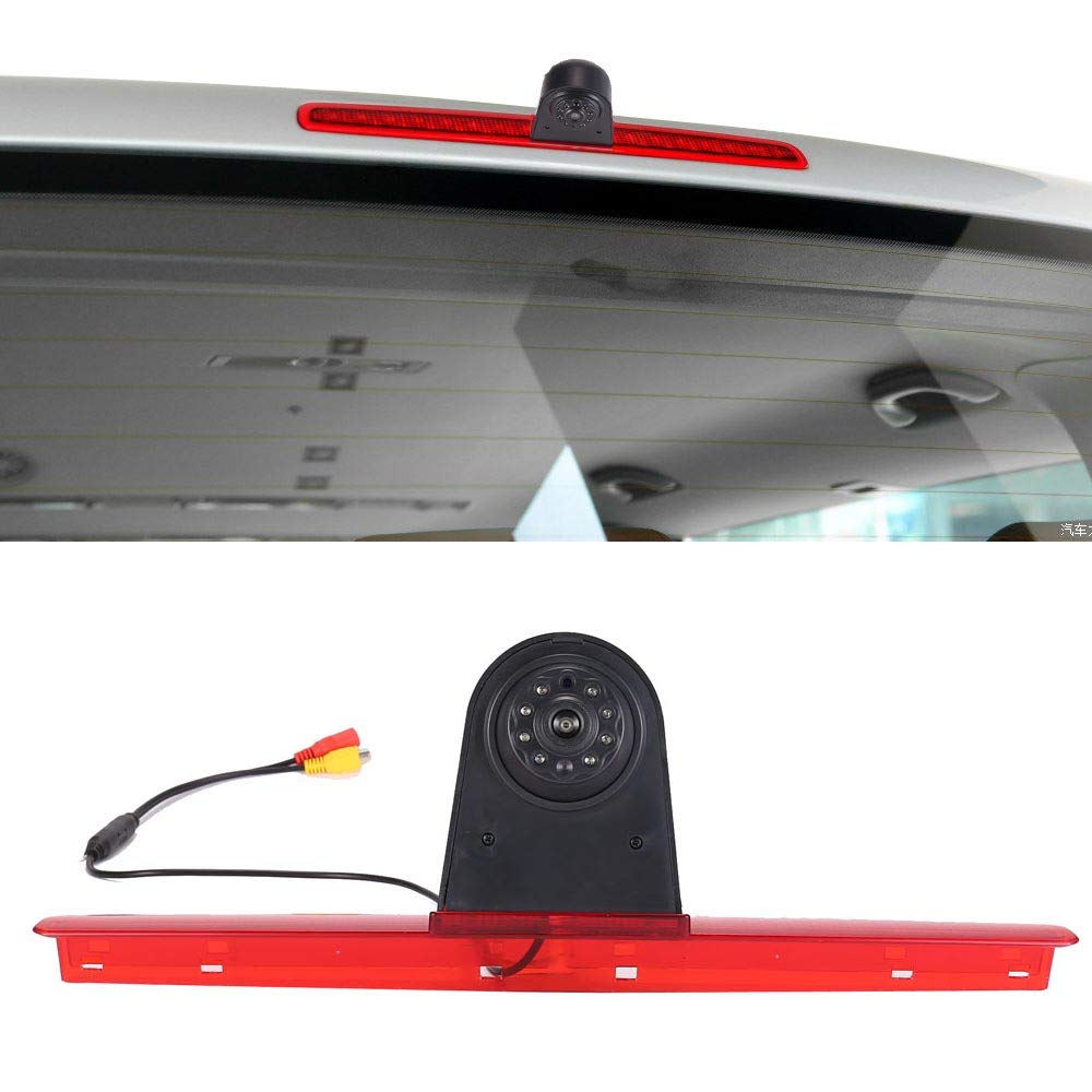 Car Third Roof top mount Brake Light Rear View Backup Camera for VW T5 Bus Transporter Multivan Caravelle/Business with tailgate third stop light (New item: adjustable angle and distance)