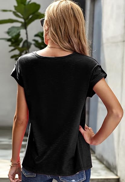 VANKOVISHION SHORT SLEEVE T-SHIRTS TOPS CASUAL BASIC TEES FOR WOMEN