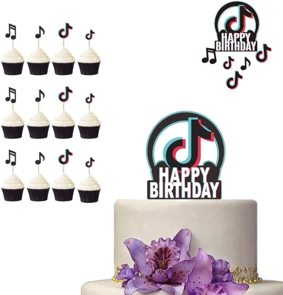 Birthday Parties Social Tik Tok Party Decorations Social Gatherings Tik Tok Happy Birthday Cake Topper 13 Pcs Tik Tok Photo Propsfor Music Party Decorations Party Supplies Toys Games Thepodsatstreamvale Com