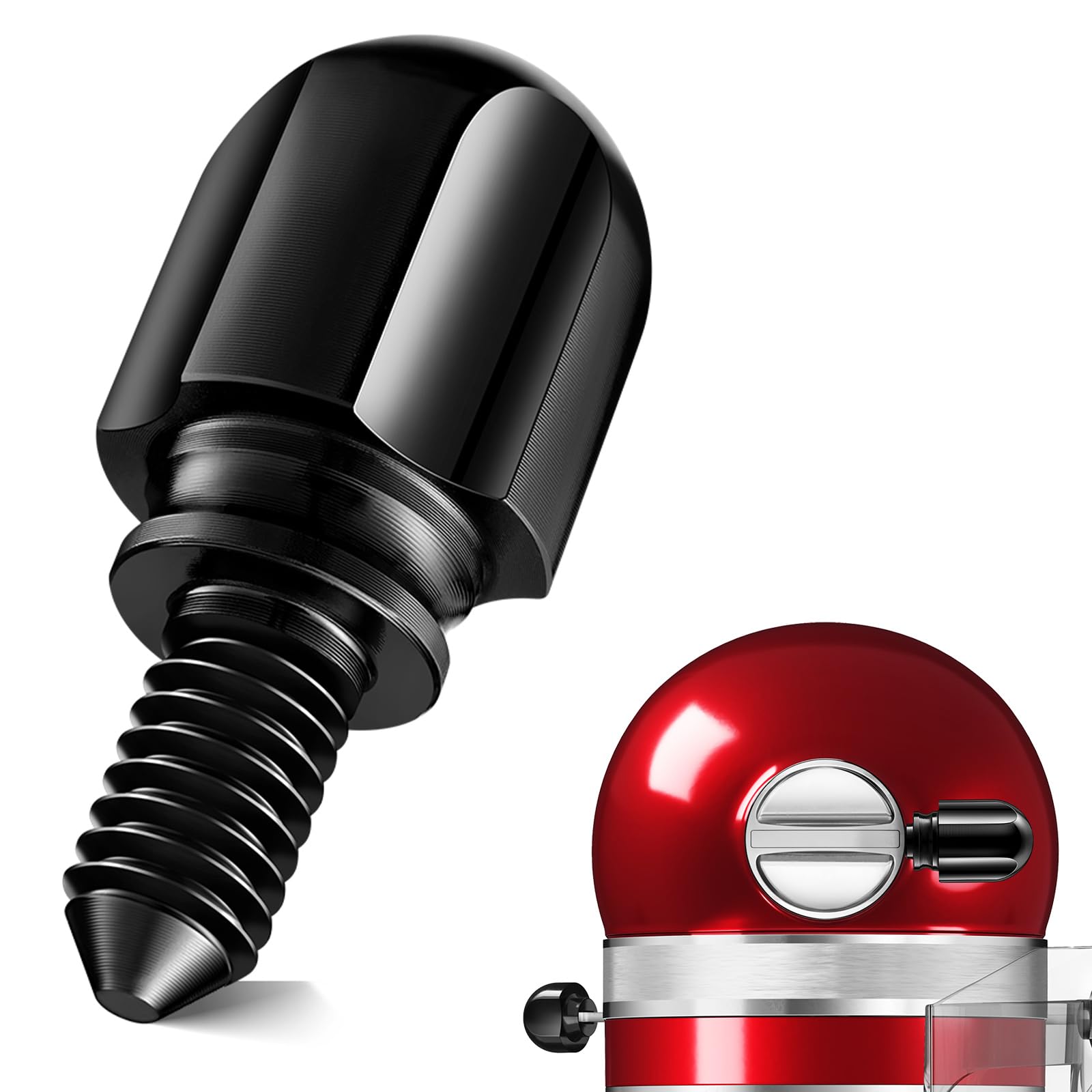 Photo 1 of 1.65‘’ Attachment Hub Knob Thumb Screws fit for Kitchen Mixers, Upgraded 6061 Aluminum Screw Head Knob Replacement Parts (Black, 1.65")