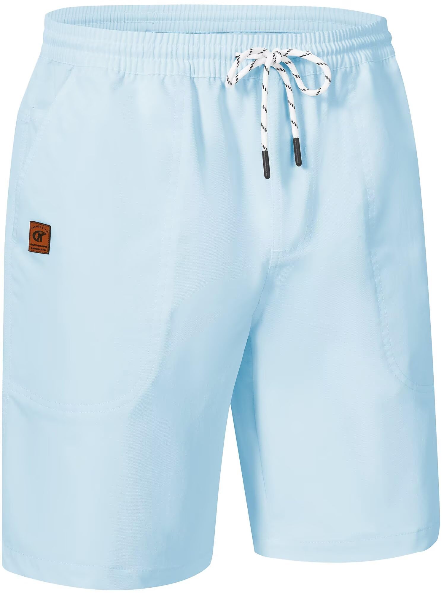 Photo 1 of QPNGRP Men's Stretch Waist Casual LightBlue Shorts with 5 Pockets Include 1 Zipper Pocket 30