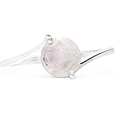 Koral Jewelry Cut Round Moonstone Ring 925 Sterling Silver Vintage Boho Chic