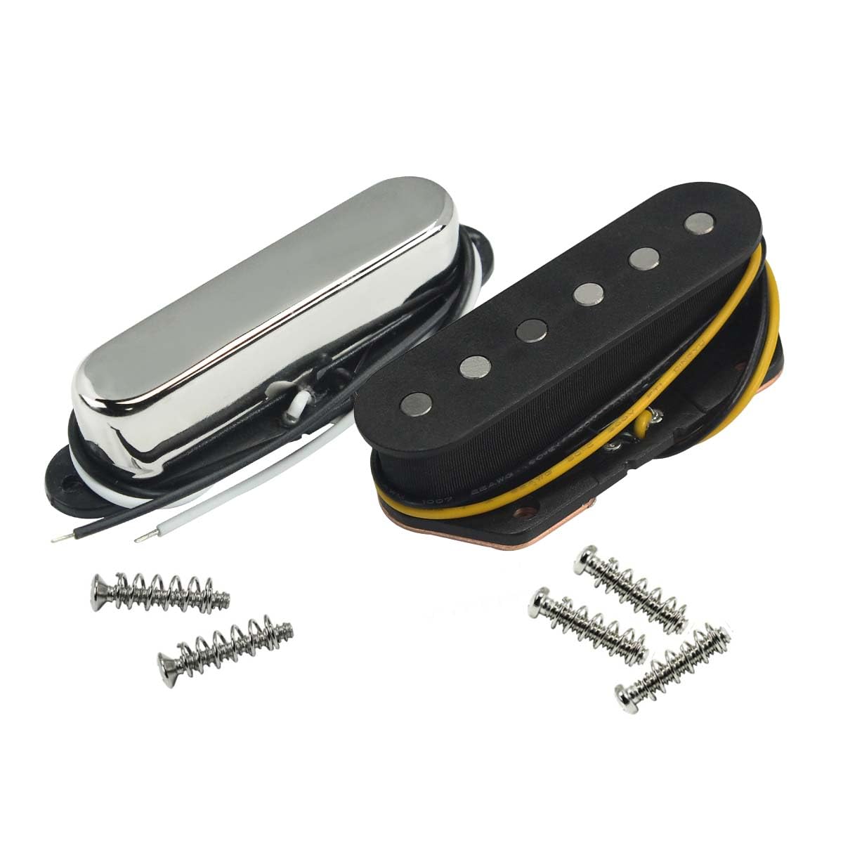 FLEOR Vintage Single Coil Pickups Set Chrome Neck & Bridge Pickup (50mm/55mm) Alnico 5 Magnet for TL TE Style Guitar Parts