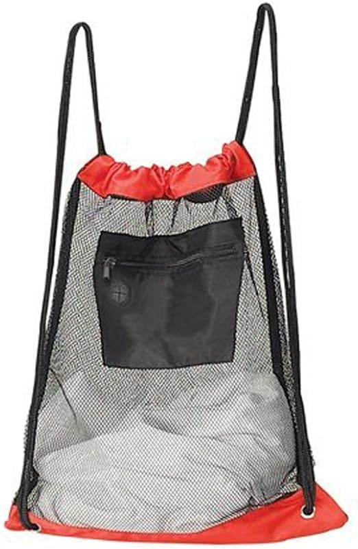 MESH DRAWSTRING BACKPACK RED Basic Multipurpose Backpacks Clothing