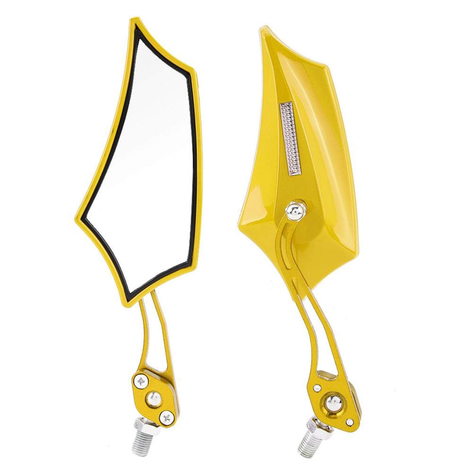 Motorcycle Mirrors,Fydun 1 Pair of 10mm 8mm Universal Motorcycle Scooter Aluminum Alloy Side Rear View Mirrors 4 Colors for Most of Motorcycle and Scooter(Gold)