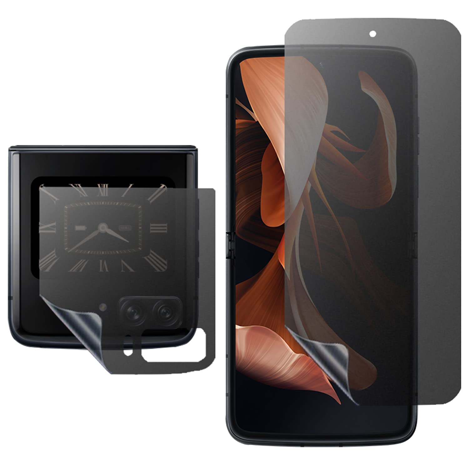 FYDIKHN Anti-Spy Anti-Glare Inner Screen Protector and Privacy Matte Outer Screen Protector Soft Anti-Scratch Film Designed for Motorola Moto Razr 2022 Anti-Peeping Full Glue