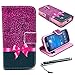 S4 Mini Case, Galaxy S4 Mini Case, Speedtek Bowknot Pattern Premium PU Leather Wallet Flip Protective Skin Case with Magnetic Closure for Samsung Galaxy S4 Mini i9190 (2013) (Built-in Credit Card/ID Card Slot)
