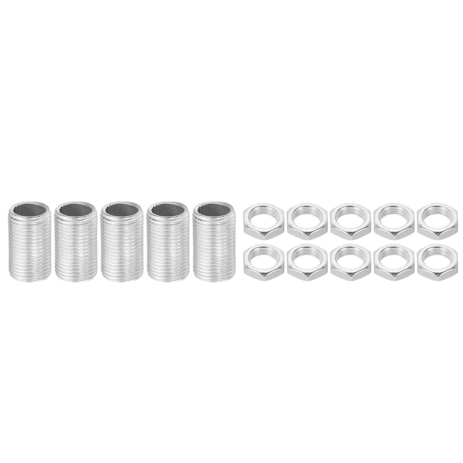 PATIKIL M12 Thread 20mm/0.8" Lamp Pipe Kit with Lock Nuts, 5 Set All Thread Rods Fasteners Hardware for Chandelier Ceiling Light DIY, Zinc Plating — image 1