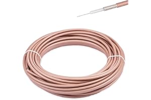 POBADY RG400 Cable Low Loss RF Coaxial Cable 49.2FT/15M Brown Silver-Plated Copper Double Shielded Coax