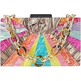 QMLGB Elegant Ladies Acrylic Evening Clutch Multicolored Bag Box Stylish Marble Purse Handbag for Wedding Banquet Cocktail