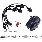 Svyoroo Forklift Tune Up Kit 00591-10872-81 Compatible with Toyota Engine 4Y Forklift 5FG 6FG 7FG Series, Distributor Cap Ignition Rotor Spark Plugs Ignition Wire Set 19101-76007-71 19102-76007-71