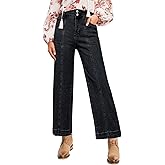 Astylish Womens High Waisted Wide Leg Jeans Cropped Straight Leg Denim Pants