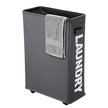 IHOMAGIC Wäschekorb mit Rädern Faltbarer dünner Wäschesammler