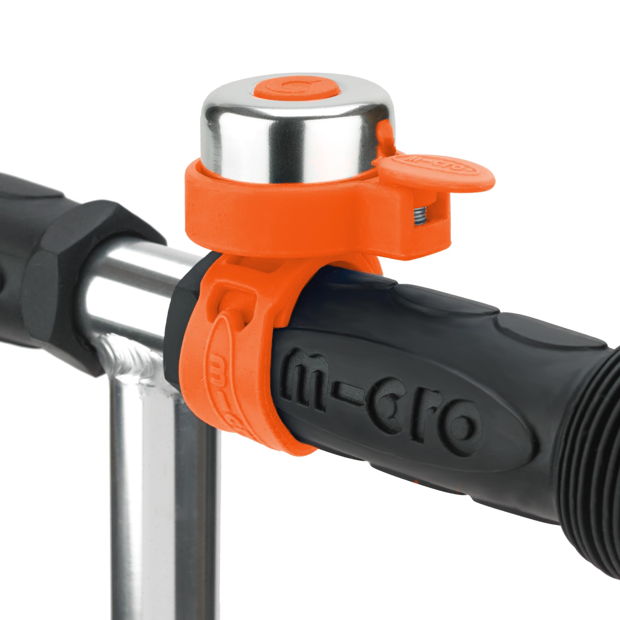 Micro Scooter | Plain Handlebar Bell | Suitable for All Bikes & Scooters | Kids Bike Accessories | Flexible Silicone Strap | Easy To Attach | Loud | Waterproof | Orange