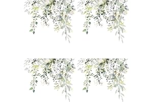 JUROICESSRY 4Pcs Green Plant Leaves Flowers Toilet Seat Lid Stickers Self-Adhesive Bathroom Wall Stickers Green Leaf Floral DIY Removable Waterproof Toilet Sticker for Bathroom Cistern Decor Lid Decals