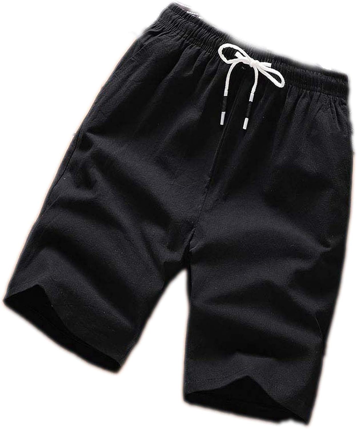 Feing Men's Cotton Casual Shorts Men Drawstring Waist Black Khaki Men