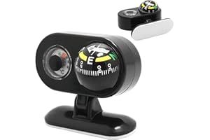 Siopob Car Compass Ball, Car Dash Compass with Temperature Gauge, Navigation Direction Pointing Guide Ball for -Vehicle, Truc