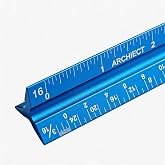 12" Aluminum Architectural Scale Ruler &ndash; Triangular Drafting Tool with Laser-Etched Imperial Scales for Architects, Engineers, Draftsmen &amp; Students &ndash; for Blueprint, Floor Plan (Blue, 12 Inch)