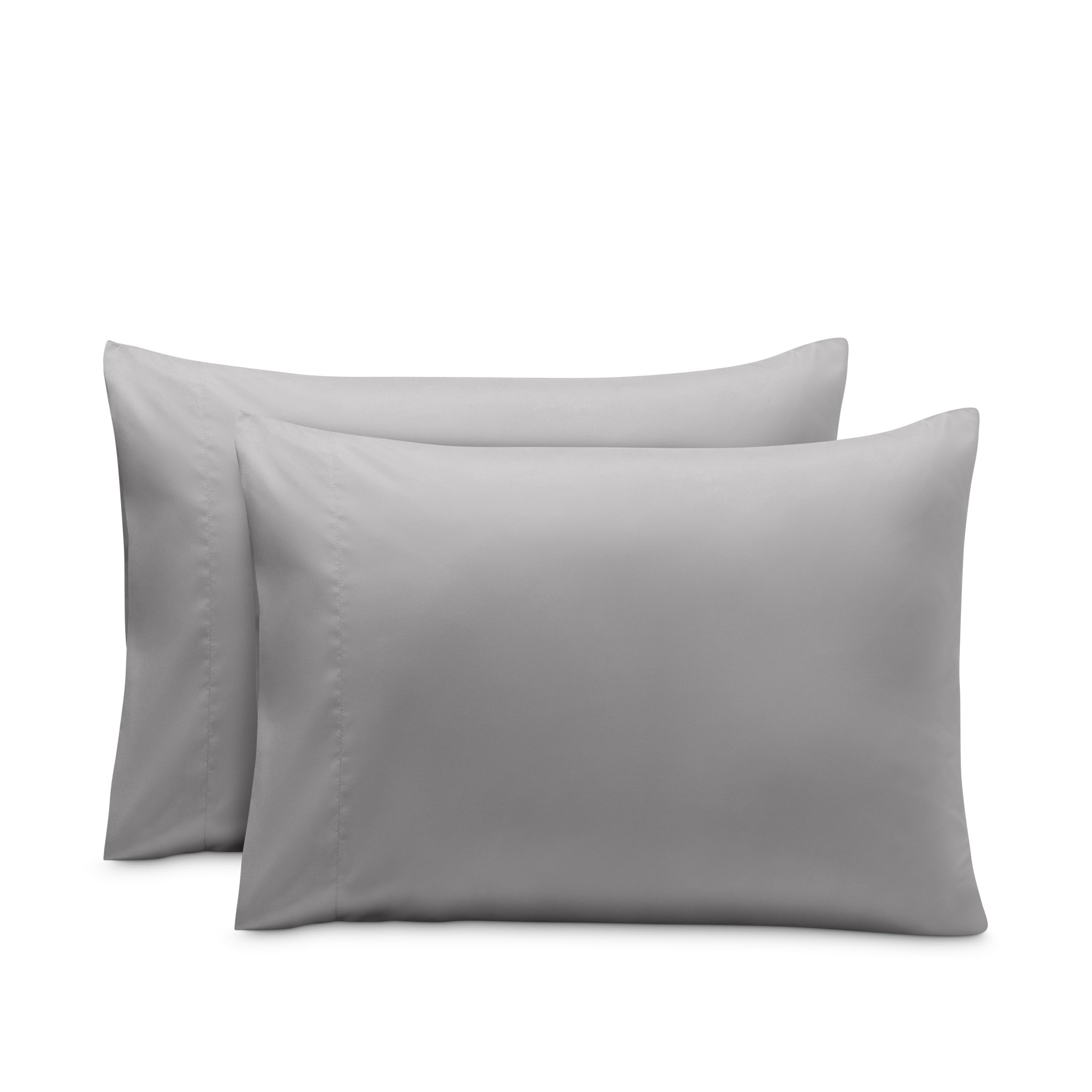 Bare Home Microfibre Pillowcase Set Standard Size - 2 Pack Pillow Cases - Lightweight - Cooling - Soft Brushed Microfibre - Pillow Covers (50x75, Light Grey)