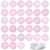 100Pcs Natural Crystal Beads Stone Gemstone Round Loose Energy Healing Beads with Free Crystal Stretch Cord for Jewelry Making (Rose Quartz, 6MM)