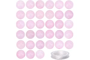 MASSIVE BEADS 100Pcs Natural Crystal Beads Stone Gemstone Round Loose Energy Healing Beads with Free Crystal Stretch Cord for Jewelry Making (Rose Quartz, 8MM)