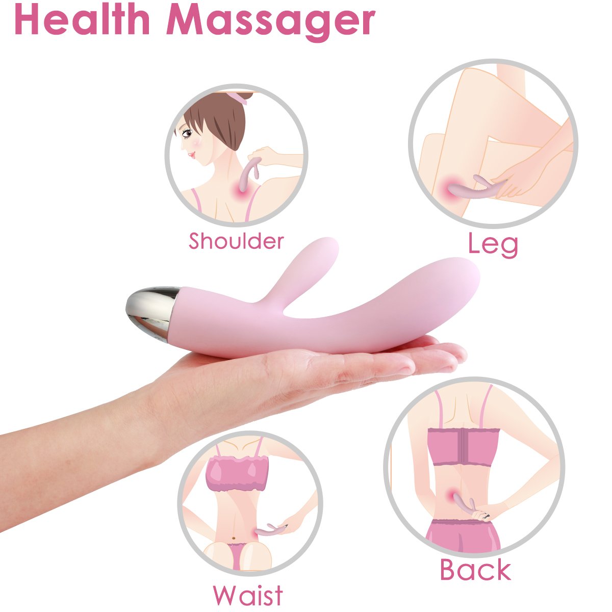 SVAKOM Alice 100% Waterproof Intelligent Clitoris G-spot Rabbit Vibrator Rechargeable(Pale Pink)